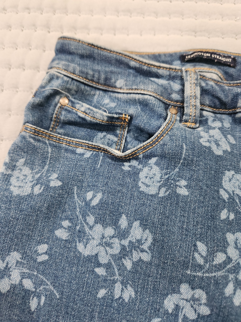 Charter Club Blue Floral Straight-Leg Jeans - Picture 3 of 8